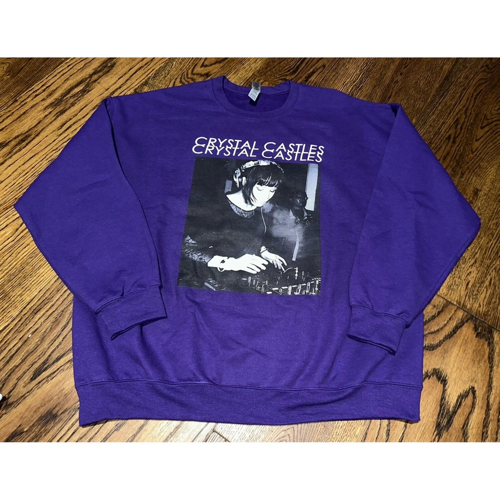 Crystal Castles‎ Crewneck Sweatshirt Gildan Merch Purple Size 2XL Alice Glass